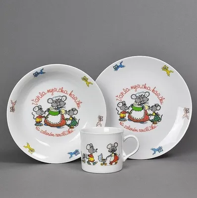 Zdjęcie produktu dla Zestaw obiadowy dla dzieci 3 części porcelana VAŘILA MICE
