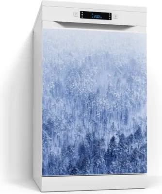 Produktbild von DEQORI Magnetmatte Spülmaschine beschreibbar 60x80 cm 'Winterwald in Weiß' Magnetfolie