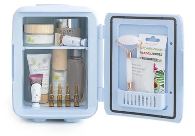 Mini-Kühlschrank für Kosmetik, 4 L, tragbar, blau, 18,5x25,2x23 cm