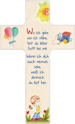 Produktbild von FRITZ COX Kinderkreuz 'Wo ich gehe, wo ich stehe' Junge 20cm natur