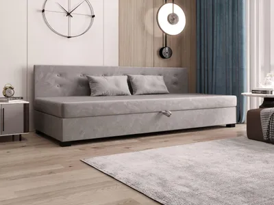 Obrázek produktu pro Pilloline skříňová postel OLAF BIZ 80x195 kompletní set s matrací Bonell, čalouněná postel se zásuvkami - šedá, MONOLITH 84