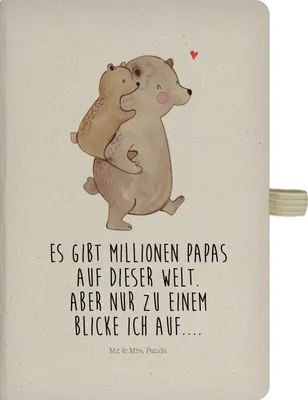 Produktbild von Mr. & Mrs. Panda Tagebuch Papa Bär - Transparent - Geschenk, Journal A5, notizbuch, Vatertag, Kladde, Muttertag, Geburtstag