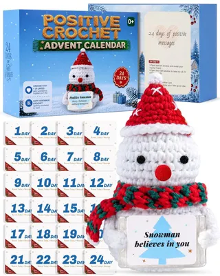 Produktbild von Adventskalender 2026 mit Häkelpuppe und 24 Affirmationskarten Schneemann