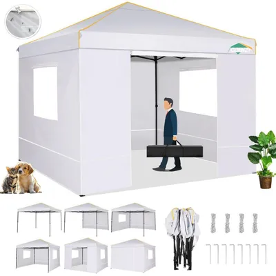 Produktbild von Faltpavillon 3x3m Wasserdicht Stabil mit 4 Seitenteilen Weiß Gartenpavillon Sonnenschutz Pagodenzelt