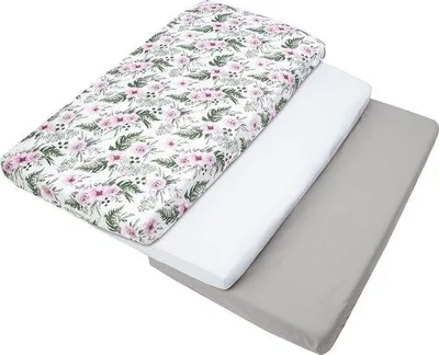Image de Lot de 3 draps en coton pour lit bébé, 60 x 120 cm