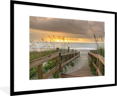 Produktbild von MuchoWow® MuchoWow® Gerahmtes Poster Strand - Meer - Düne - Weg 90x60 cm - Poster mit zchwarzem Bilderrahmen - Wanddekoration - Fotos