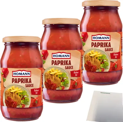 Produktbild von Homann Paprika Sauce Balkan Art 3er Pack (3x400ml Glas) + usy Block