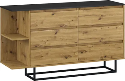 Productafbeelding van Kommode Coco, ladekast, 140x40x81 cm, zwart, Artisan eikenhout