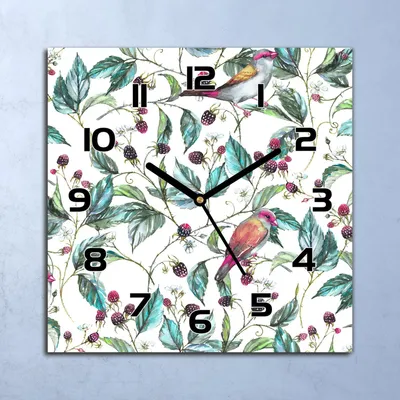 Produktbild von Wanduhr Echt-Glas-Küchenuhr Vögel auf Zweig Quarz Lautlos 30x30 Deko Bilder
