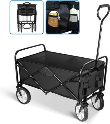 Produktbild von Famanu Gartenwagen mit Vorderrad-Bremse, bis 150 kg Tragkraft - Robuster Strandwagen