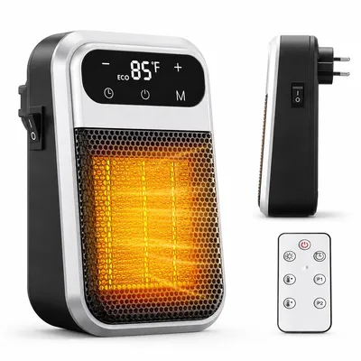 Produktbild von Mini Heizlüfter 800W, PTC Keramik Heizgerät mit Thermostat, Fernbedienung, 1-12h Timer, LCD-Display, Kippschutz, für Innenräume