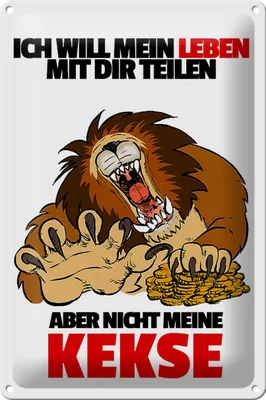 Produktbild von Blechschild Spruch 20x30cm Will Leben teilen nicht Kekse
