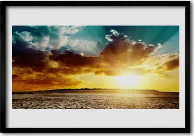 Produktbild von Bild 70x50 MDF-Rahmen Wandkunst Sun Wüsten-Landschaft