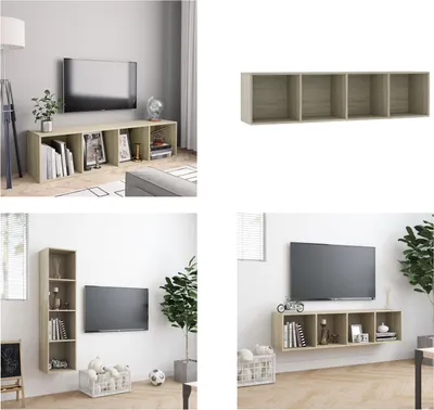 Produktbild von vidaXL Bücherregal/TV Schrank Sonoma Eiche 143×30×36 cm - Bücherschrank - Bücherschränke - Wandregal - Wandregale