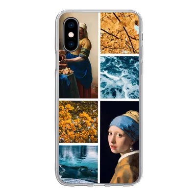 Produktbild von MuchoWow® Handyhülle Schutzhülle Hülle für iPhone X Milchmädchen - Mädchen mit Perlenohrring - Collage Silikon Softcase Handy Hülle - Handyhülle
