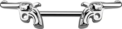 Produktbild von Brustwarzen Piercing Revolver Pistole Nippelpiercing Brustpiercing Straight Barbell 14 mm