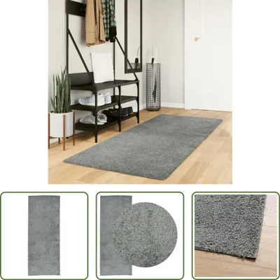 Produktbild von The Living Store Teppich Shaggy Hochflor Modern Grün 80x200 cm