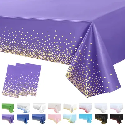 Lila Tischdecken 3er-Set, 137x274 cm, wasserdicht, Einweg