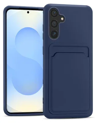 Produktbild von Conie Schutzhülle für Samsung Galaxy S25 Ultra mit Kartenfach Tasche Case Cover Bumper Silikon Hülle in Blau