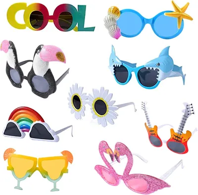 Productafbeelding van Partybril - 9 paar grappige zonnebrillen - Partyzonnebril voor vrije tijd - Hawaï-bril - Feestaccessoires