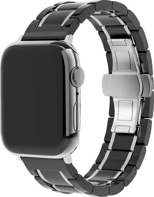 Produktbild von Strap-it Apple Watch 8 Keramik-Stahlarmband (Schwarz/Silber)