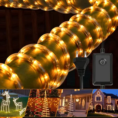 Image de Guirlande lumineuse LED Jiubiaz pour l'extérieur et l'intérieur, 20 m, blanc chaud