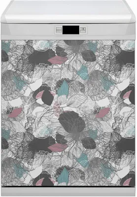 Produktbild von Magnet Folie für Geschirrspüler Küche Magnetmatte 60x80 cm  Nachbildung Geschirrspüle  - Blumenmuster