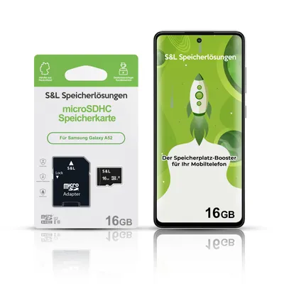 Produktbild von microSD Speicherkarte S&L für Samsung Galaxy A52 - Speicherkapazität: 16 GB