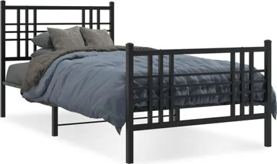 Obrázek produktu pro Postel s čelem a nohou kovová černá 100x200 cm
