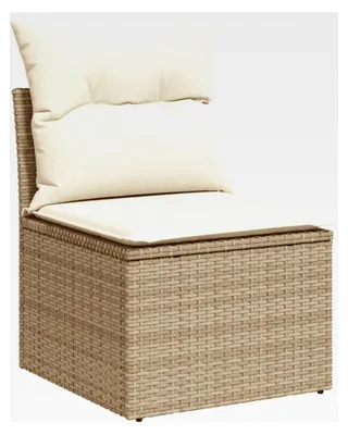 Produktbild von Gartenmöbel-Set, 7-teilig mit Kissen, Polyrattan, Beige