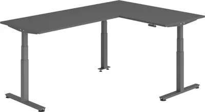 Produktbild von bümö Eckschreibtisch elektrisch höhenverstellbar L-Form - Nachbildung: Graphit, Gestell: Graphit, Größe: Eckschreibtisch 160 x 240 cm