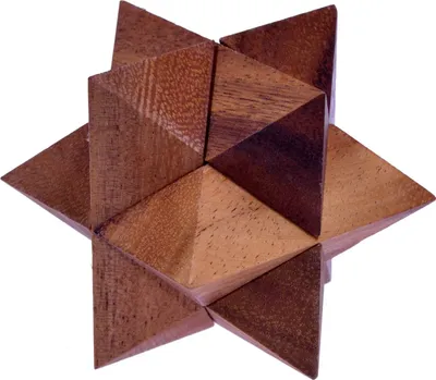 Obrázok produktu pre Hviezda veľkosti M - 3D puzzle z dreva 7 cm - puzzle hra so 6 rovnakými stavebnými prvkami
