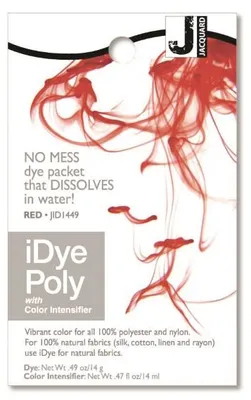 Imagen del producto de Tinta para textiles Jacquard iDye Poly, 14 gramos, color rojo, para tejidos de poliéster