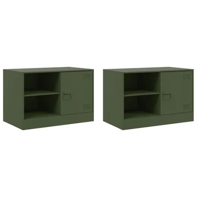 Produktbild von vidaXL TV-Schränke 2 Stk. Olivgrün 67x39x44 cm Stahl