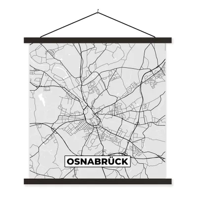 Produktbild von MuchoWow® Textilposter Stadtplan - Deutschland - Karte - Osnabrück 90x90 cm mit schwarzem Rahmen - Magnetisches