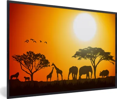 Produktbild von MuchoWow® MuchoWow® Gerahmtes Poster Elefant - Wilde Tiere - Afrika 30x20 cm - Poster mit zchwarzem Bilderrahmen - Kunstdruck - Bild-Poster