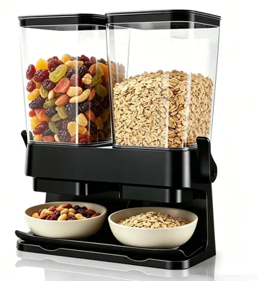 Müslidispenser 2x3L luftdicht, schwarz, 29x14x36 cm