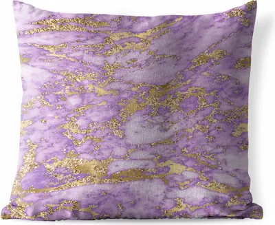 Produktbild von MuchoWow® Outdoor Kissen - Marmor - Glitzer - Lila - Gold - 60x60 cm - Wetterfest - Lounge Kissen - Dekoration - Schlaf Kissen