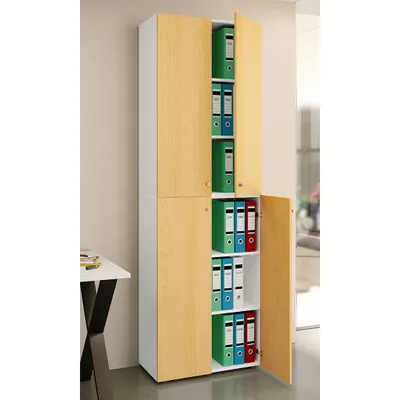 Produktbild von VCM Büroschrank mit 6 Fächern | moderner Aktenschrank mit Drehtüren | Maße ca. H. 220 x B. 70 x T. 40cm – Lona 6-Fach