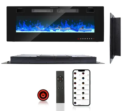 Productafbeelding van Ikodm Inbouwkachel, elektrische haard, 127 x 46 x 8 cm, met bediening via app en touchscreen