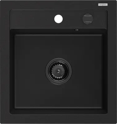 Produktbild von Mexen Vito 1-Becken-Granit-Spüle 520 x 490 mm, Schwarz, Siphon Schwarz - 6503521000-77-B