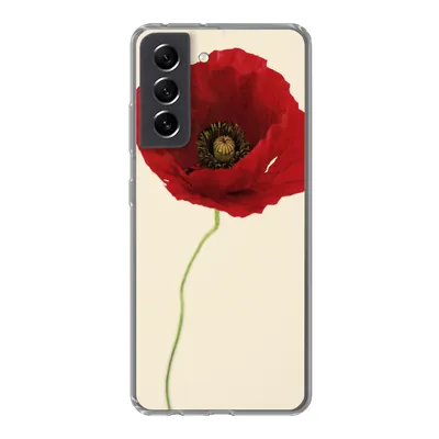 Produktbild von MuchoWow® Handyhülle Schutzhülle Hülle für Samsung Galaxy S21 FE Nahaufnahme einer roten Mohnblume Silikon Softcase Handy Hülle - Mobiltelefonhülle