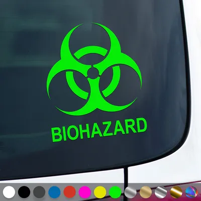 Produktbild von PantherPixel Biohazard Aufkleber Hinweis Warnung Vorsicht Sticker Auto Geschenkidee Farbe Neon-Grün