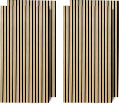 Produktbild von Akustikpaneele Holz 2,88? - 4er Set 120x60cm Natürliche Eiche Wandpaneele 3D, Lamellenwand Holz für Tonstudio und Heimkino