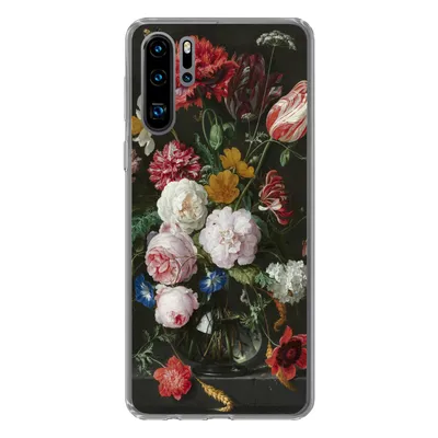 Produktbild von MuchoWow® Handyhülle Schutzhülle Hülle für Huawei P30 Pro Stilleben mit Blumen in einer Glasvase - Gemälde von Jan Davidsz. de Heem Silikon Softcase Handy Hülle - Schutzdeckel