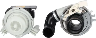 Two dishwasher drain pump components are shown against a white background.