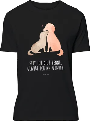 Produktbild von Mr. & Mrs. Panda Tshirt Hunde Liebe - Schwarz - Geschenk, Kuscheln, T-Shirt, oberteil, Herz, Print-Shirt, Vertrauen, Optimitisch, Sprüche, Hund, S, Lustiges