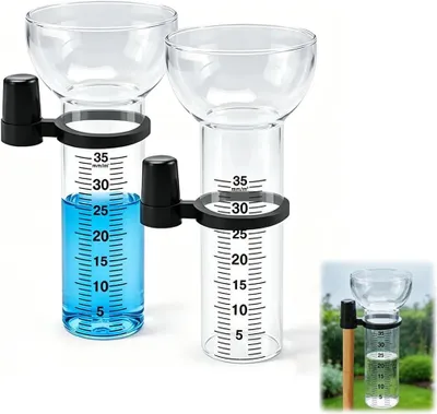 Zdjęcie produktu dla Pluviometria (mierznik opadów) o średnicy 35 mm, 2 sztuki, wykonana ze szkła z podziałką, odporna na mróz, do użytku w ogrodzie i na zewnątrz