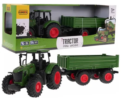 Image de COIL Jouet-Tracteur, Tracteur de ferme, Jouet de ferme, Tracteur avec remorque, Modèle : 9961, Échelle : 1:24, Roues en caoutchouc, à partir de 3 ans, Vert