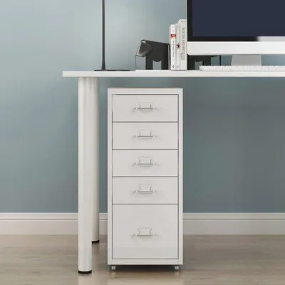 Productafbeelding van Famanu ladekasten op wielen voor het kantoor - 5 laden - Wit, 69x28x41 cm
